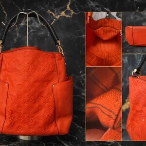 Louis Vuitton Orange Designer Embossed Leather Tote - Luxury Handbag